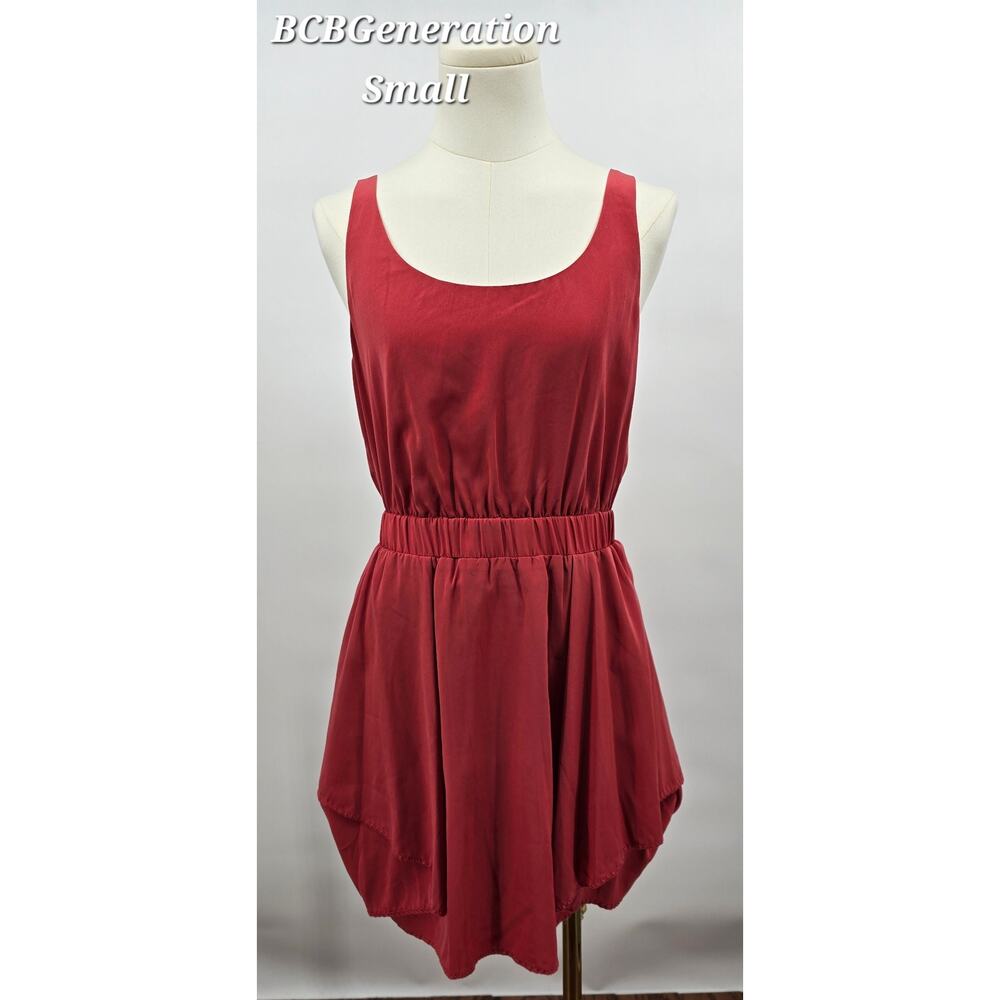 BCBGeneration Red Madder Silky Asymmetrical Mini Dress y2k